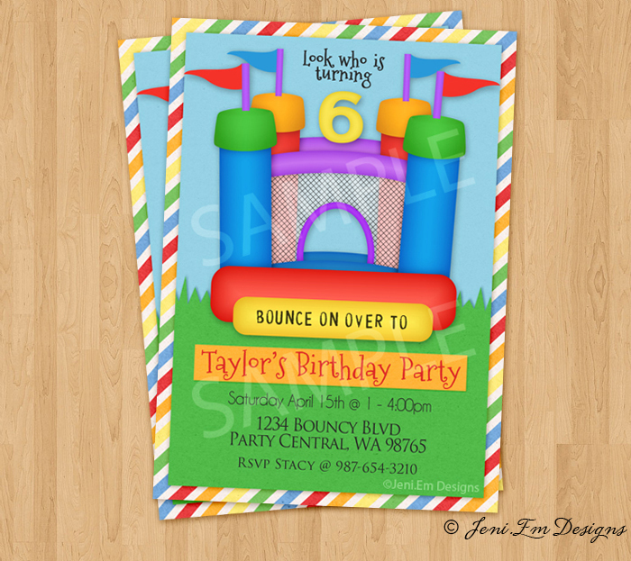 Bounce House Castle Birthday or Other Celebration Invitation