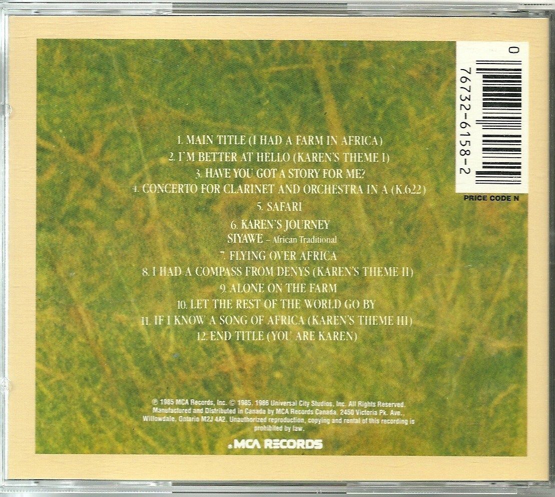 Out Of Africa Soundtrack CD 1985 - CDs