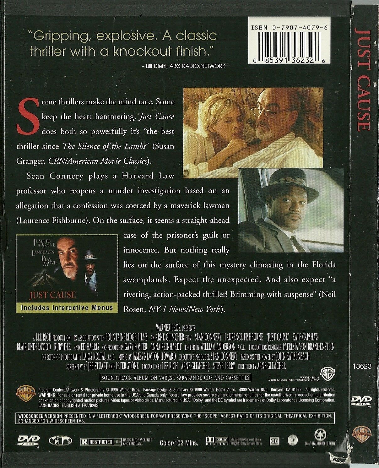 Just Cause DVD Sean Connery Laurence Fishburne Kate Capshaw Ed Harris