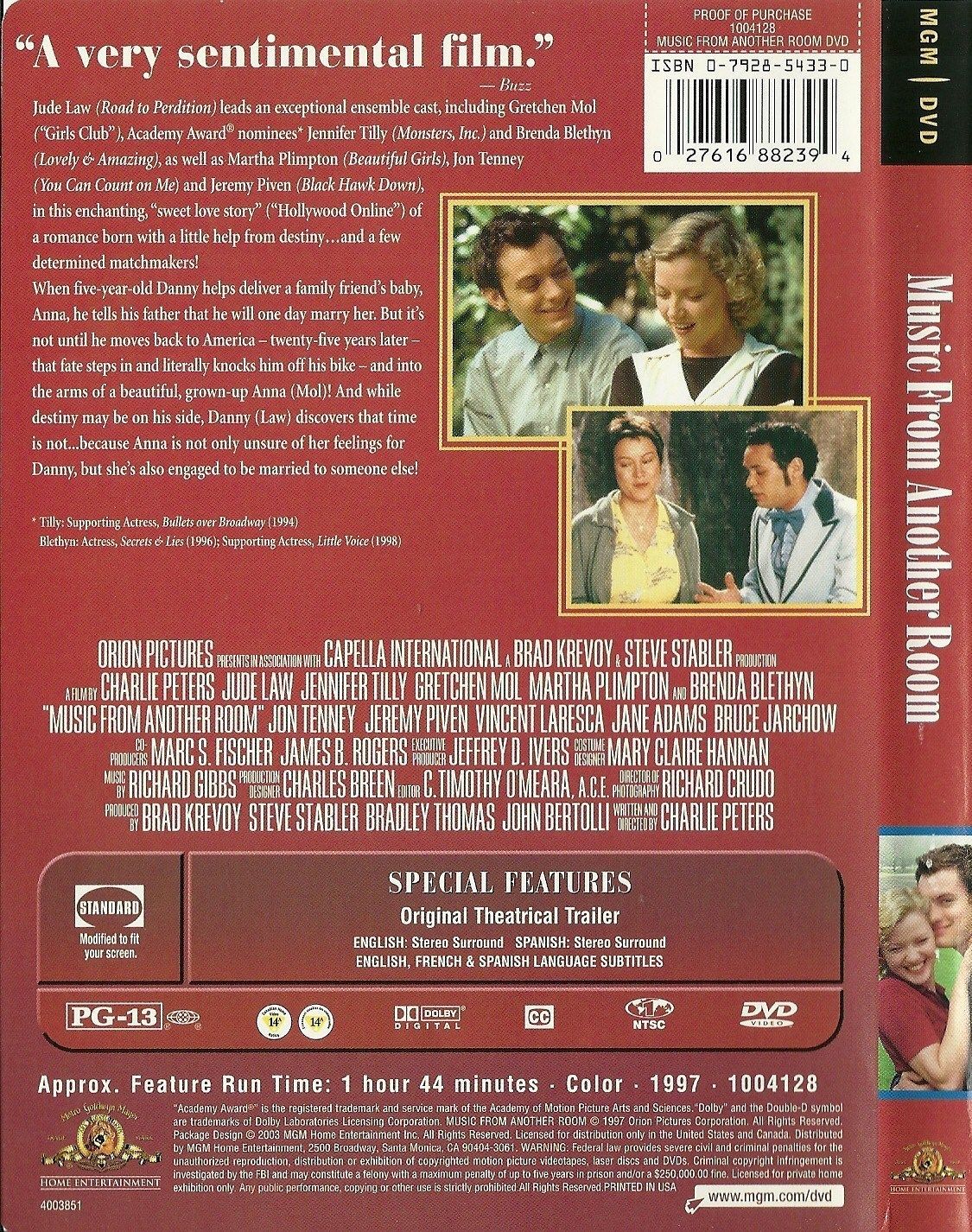 Music From Another Room DVD Jude Law Jennifer Tilly Gretchen Mol Martha ...