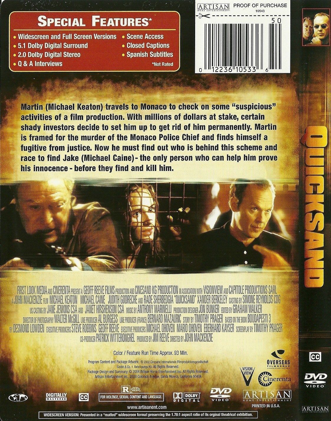 Quicksand DVD Michael Keaton Michael Caine - DVDs & Blu-ray Discs