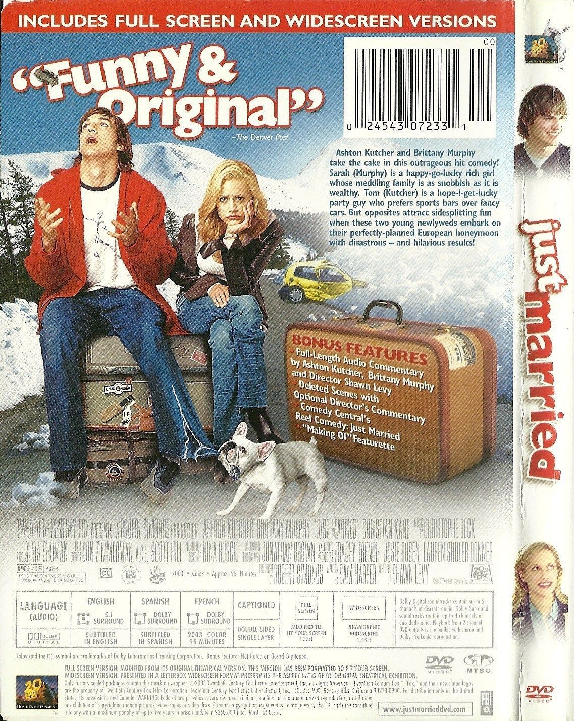 Just Married Dvd Ashton Kutcher Brittany Murphy Full Screen And Widescreen Dvd Hd Dvd And Blu Ray