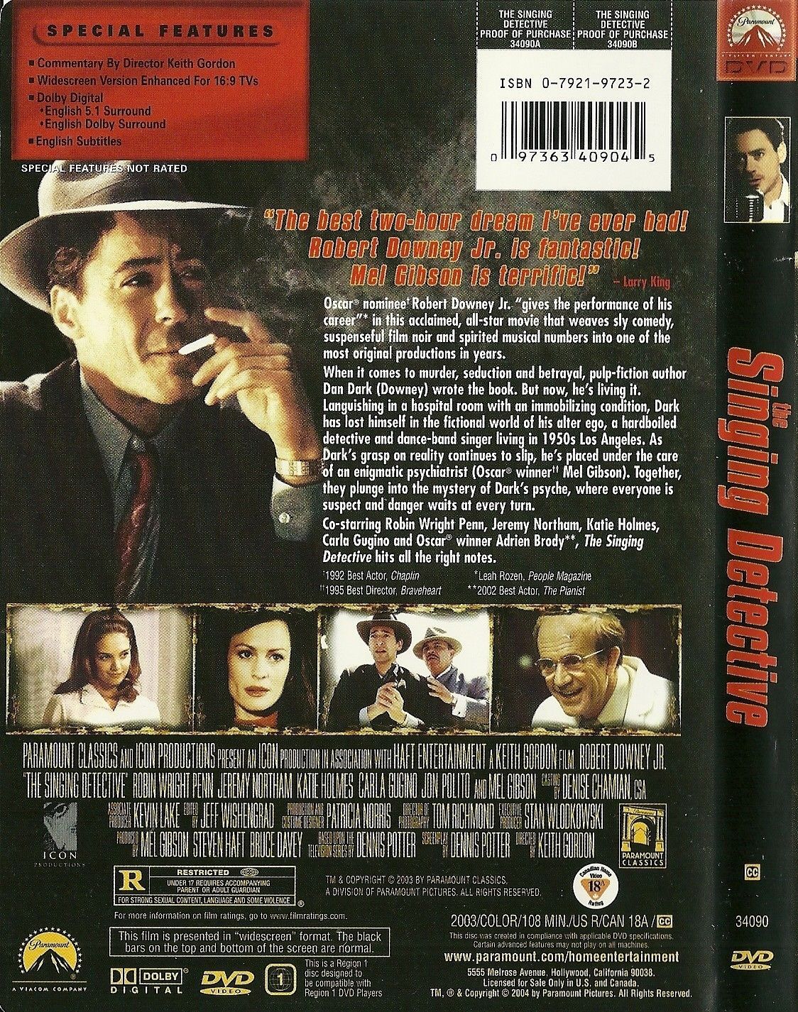 The Singing Detective DVD Robert Downey Jr. Robin Wright Mel Gibson ...