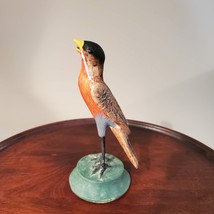 Robin Bird Figurine, Hand Crafted Bird Sculpture, Vintage Ceramic Figurine