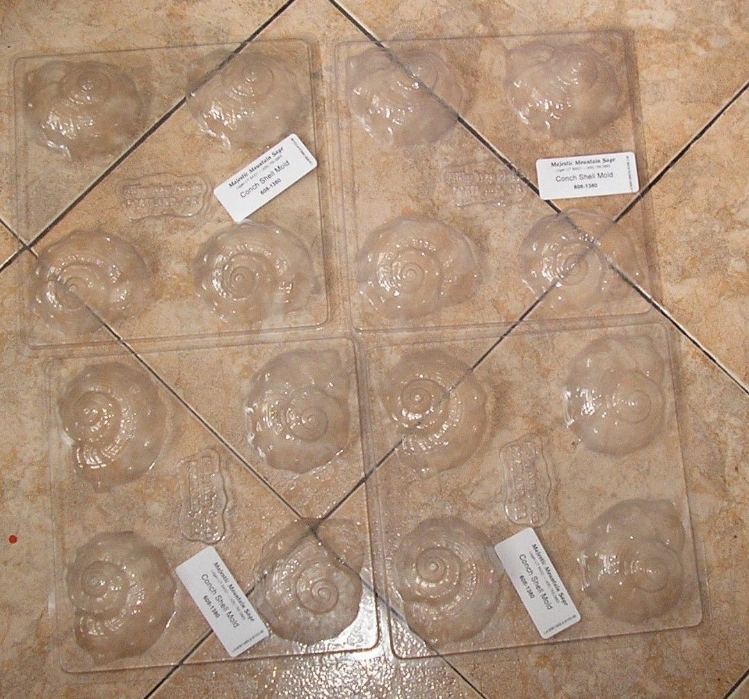 4 pieces milky way conch sea shell ocean lot set guest bar soap molds