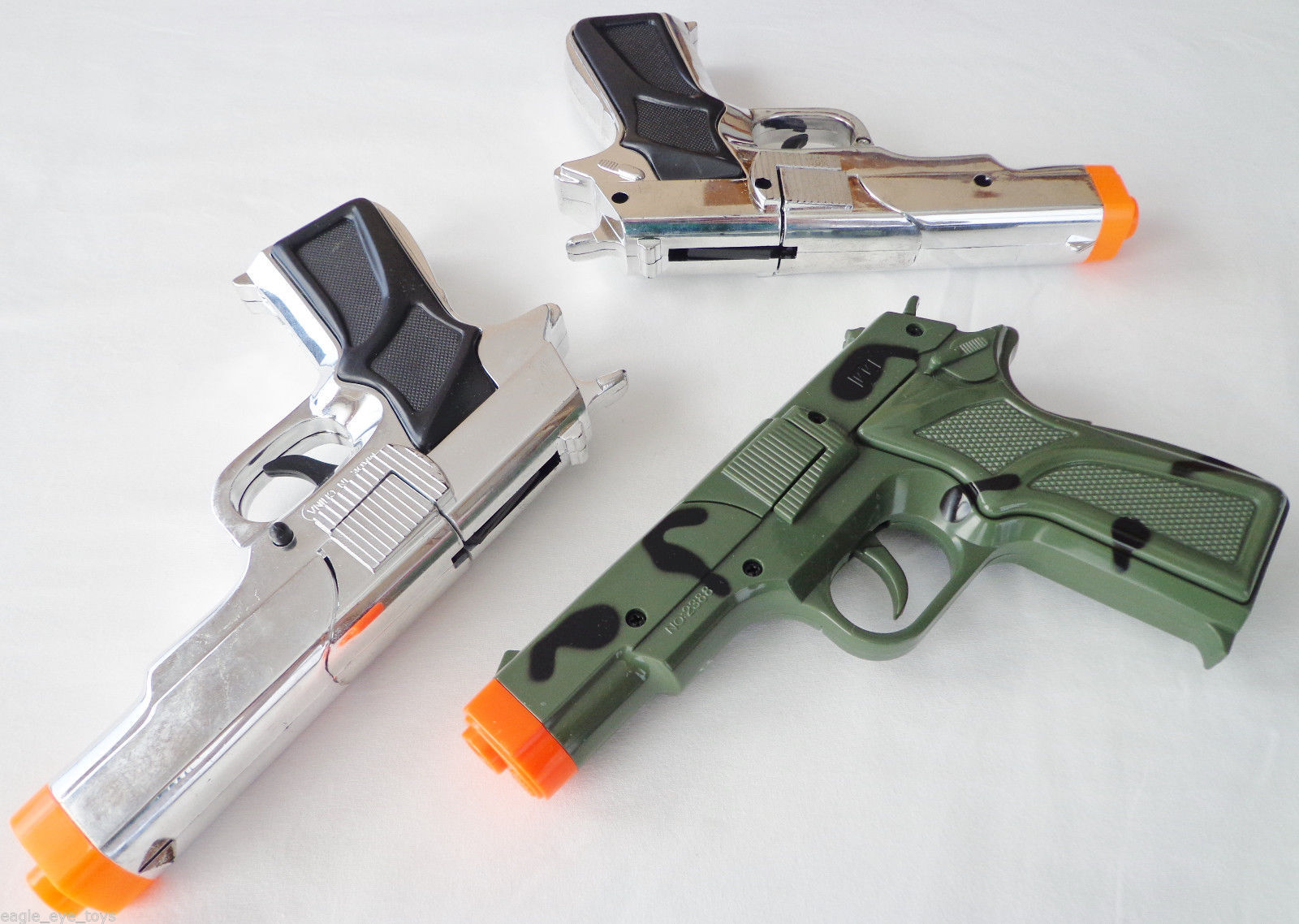 Toy Gun Military Detective 3x 9MM Pistol Cap Guns SSC Military