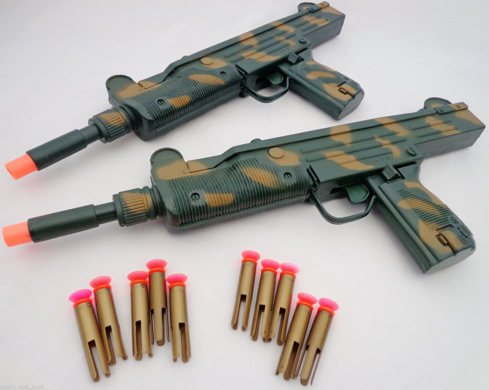 2X Toy Machine Guns Military Dual HUGE UZI Machine Gun Dart Toy Set ...