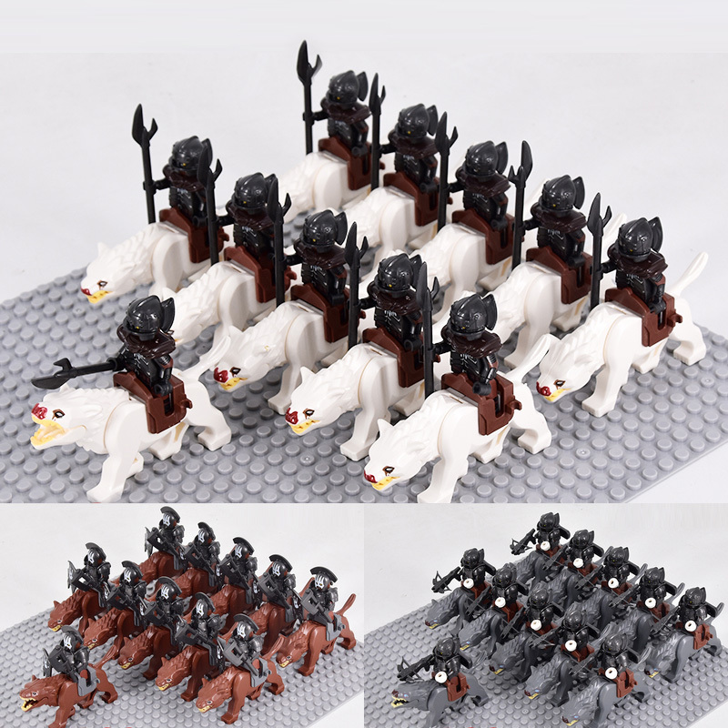 22PCS Lord Of The Rings The Hobbit Uruk-hai Wolf riding Army Minifigures MOC Toy
