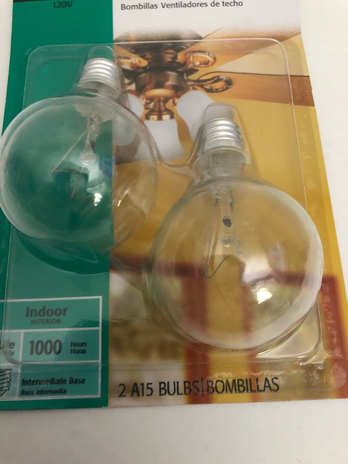 60w 'Sylvania' Ceiling Fan Light Bulbs 2 x A15 Bulbs SMALL BaseSHIPS