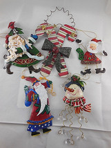 Quality TIN ORNAMENTS lot of 5 Christmas Ornaments aprox. 7" Santa Candy Snowman - $20.78