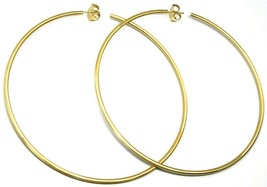 925 STERLING SILVER CIRCLE HOOPS BIG EARRINGS, 11cm x 2mm YELLOW SATIN FINISH image 1