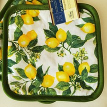 Lemon Kitchen Set, 9 Pc, Table Linens Placemats Towels Mitts Citrus Fruit Decor image 6