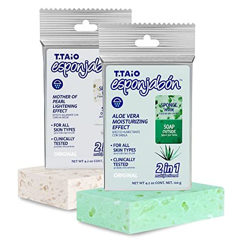 T.Taio Esponjabon Soap Sponge 2-Pack- Cleansing Shower Scrubber & Bath Wash Scru