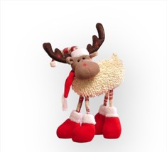 Reindeer Figurine 16" High Freestanding Wire Legs Soft Woolen Body Christmas