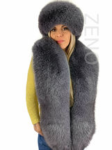Fox Fur Stole 70' (180cm) Saga Furs Dark Grey Tails / Wristbands / Headband image 10