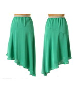 Anthropologie Jade Slant Skirt 12 Large Green Metallic Asymmetrical Leif... - £32.21 GBP