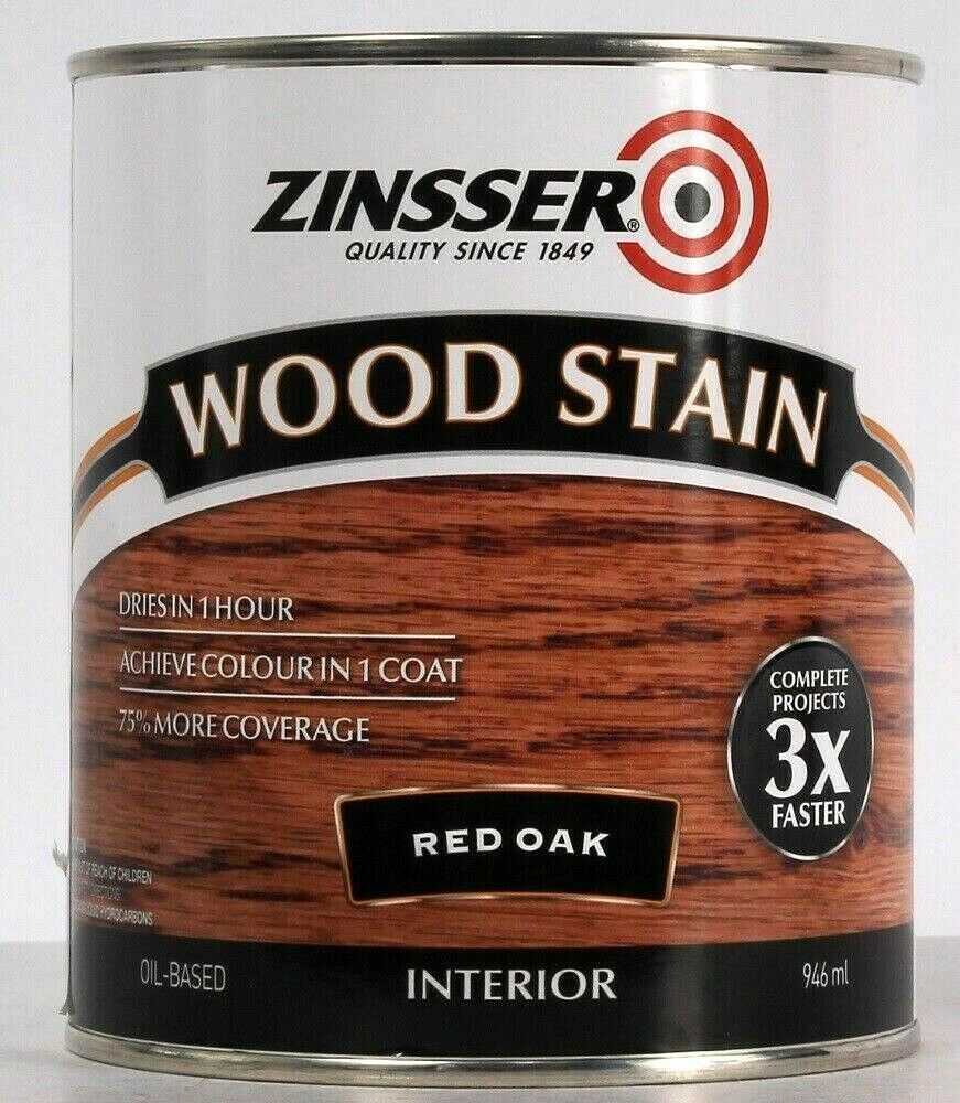 1 Can Zinsser 32 Oz Wood Stain 331497 Red Oak Interior Dries In 1 Hour