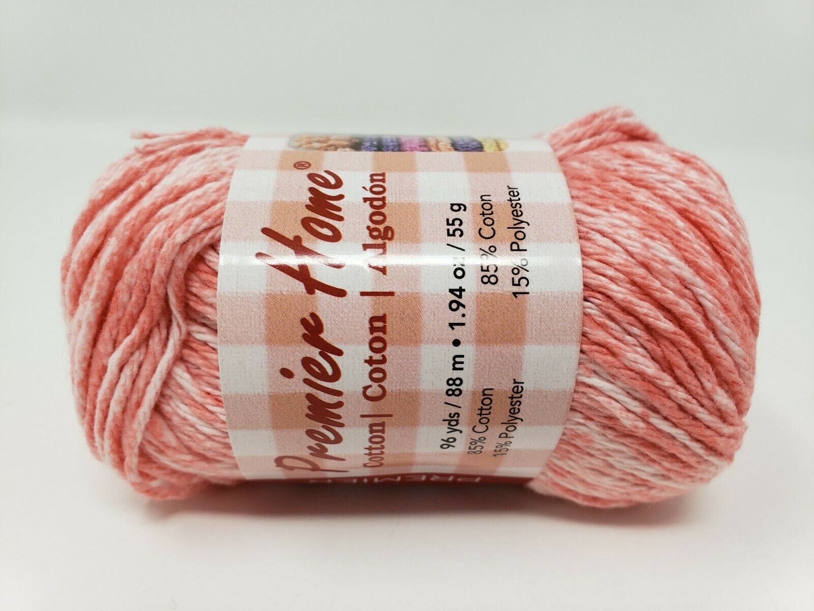 Premier Home Yarns Cotton Yarn - 1.94 oz. 96 Yds - Coral Splash - New