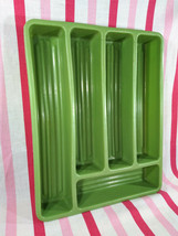 Groovy 1960s Jadeite Green 5 Section Soft Plastic Flatware Silverware Ca... - $16.00