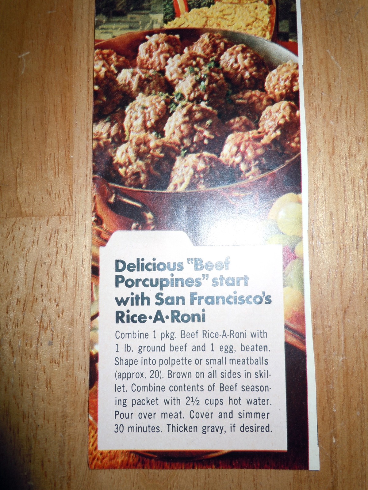 Rice A Roni Beef Porcupines Print Magazine Advertisement 1969 - Other