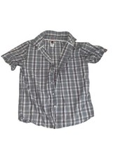 Men's The North Face Short Sleeve Button Down Shirt Size Medium Gray/Black Plaid - $14.85