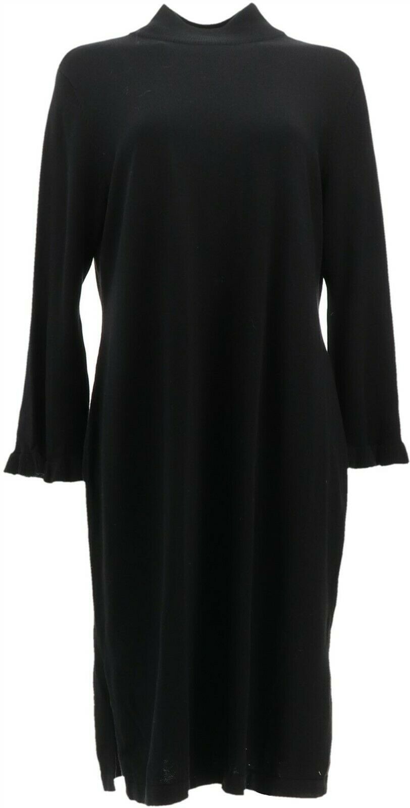 Isaac Mizrahi Petite Bell Slv Sweater Dress Black PXXS NEW A343218