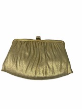 Vintage 60&#39;s Gold Lame clutch purse gold chain disco wedding Excellent C... - $18.49