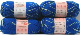 4Ct Lion Brand Yarns Summer Kiss 3.5oz 262 Yards Per Skein Cotton Poly Blueberry image 2
