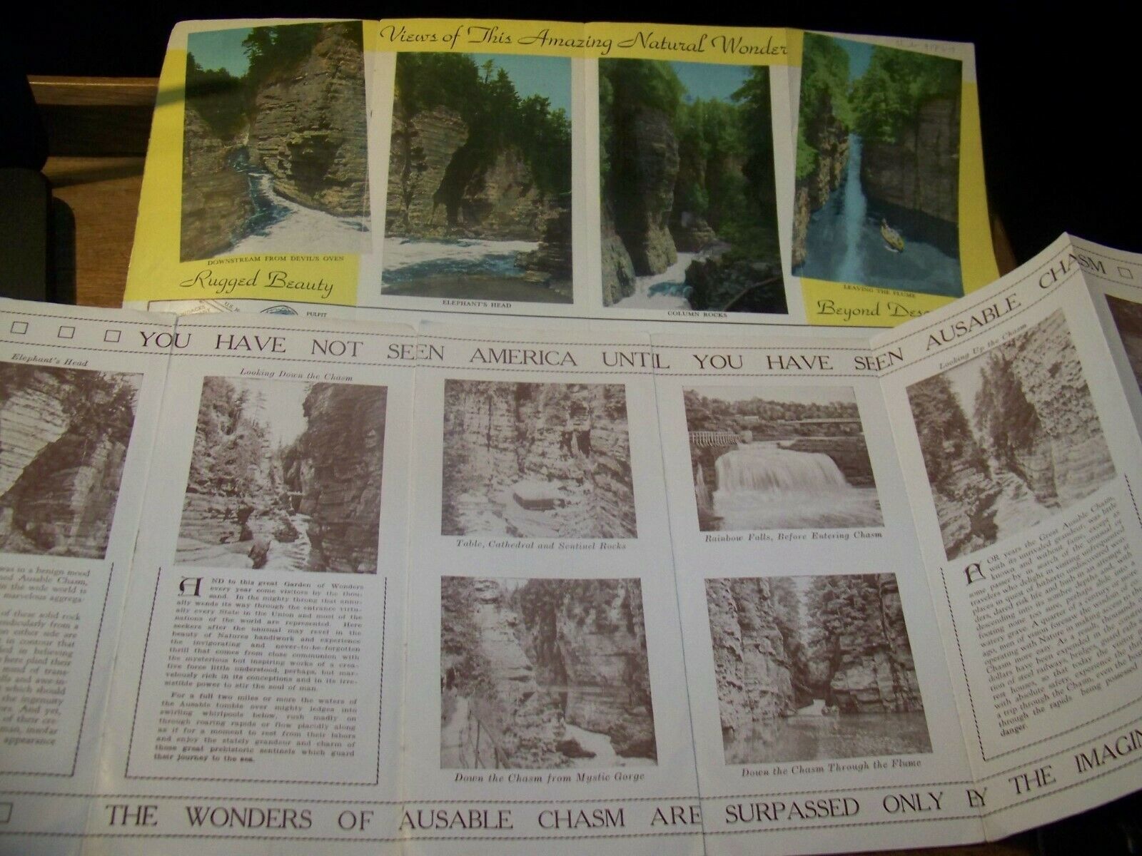 VINTAGE 10 PIECE AUSABLE CHASM SOUVENIR ADVERTISING BROCHURE LOT MAPS+ ...