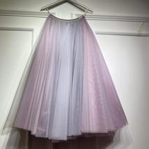 A-line Gray/Purple Midi Tulle Skirt Outfit Layered Gray Midi Tulle Flared Skirt image 1