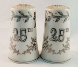 Vintage Lefton&#39;s 1957 25th Anniversary Salt &amp; Pepper Shakers Japan - $18.68