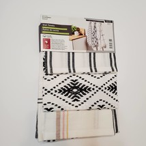 Kitchen Tea Towels, set of 3, Black and White, Striped Check Snowflake NWT image 2