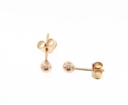 18K ROSE GOLD EARRINGS WITH MINI 4 MM BALLS BALL ROUND SPHERE, MADE IN ITALY image 1