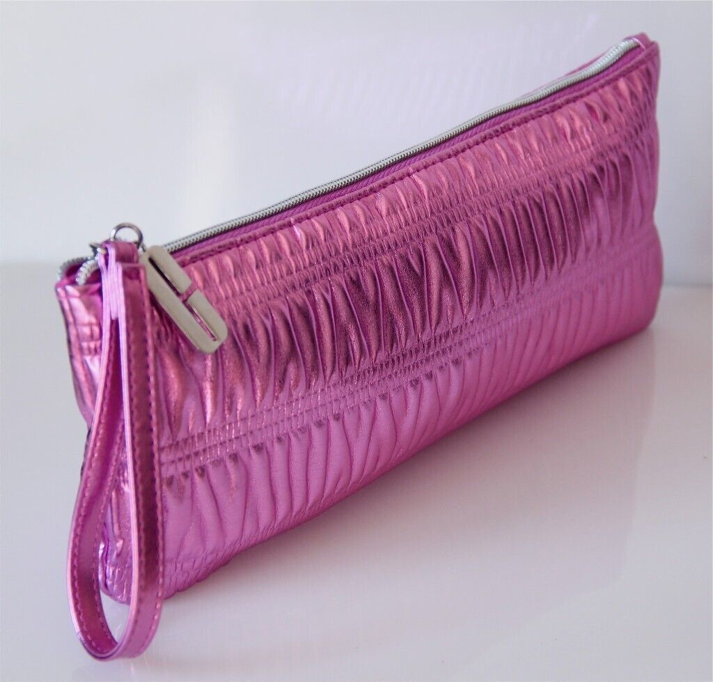 Clinique Pink Makeup Clutch Bag with Clinique C Zipper Pull