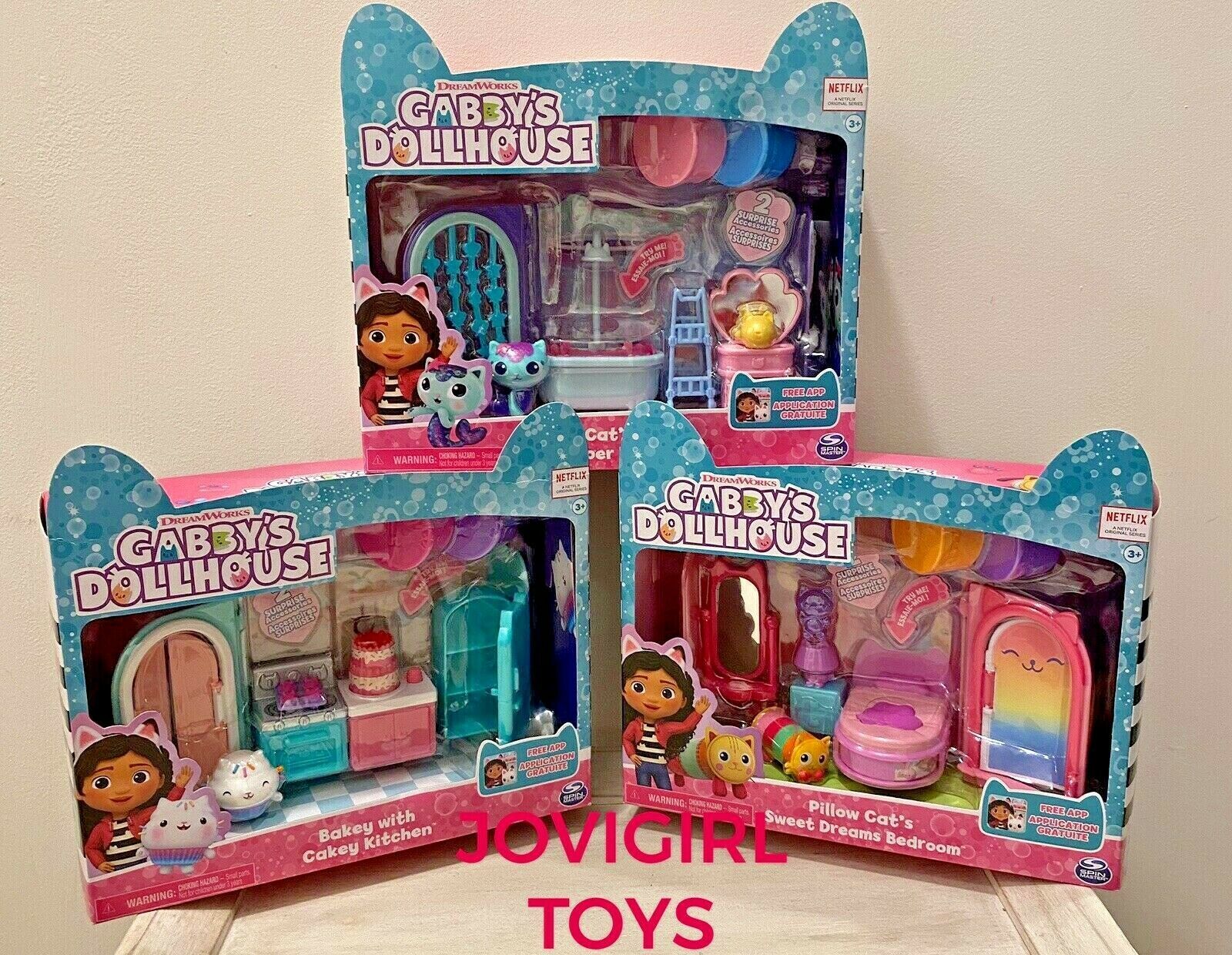 GABBY’S DOLLHOUSE BUNDLE 3 ROOM SETS, GABBY DOLL AND GABBYS GARDEN