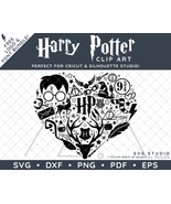 Harry Potter Clip Art Design SVG DXF PNG PDF - Heart Shaped Bundle + FREE Logo & - $4.99