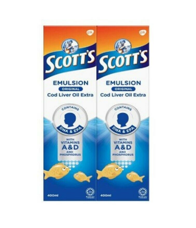 3 X Scott's Emulsion Cod Liver Oil Original flavor 400ml For Children DHL SHIP