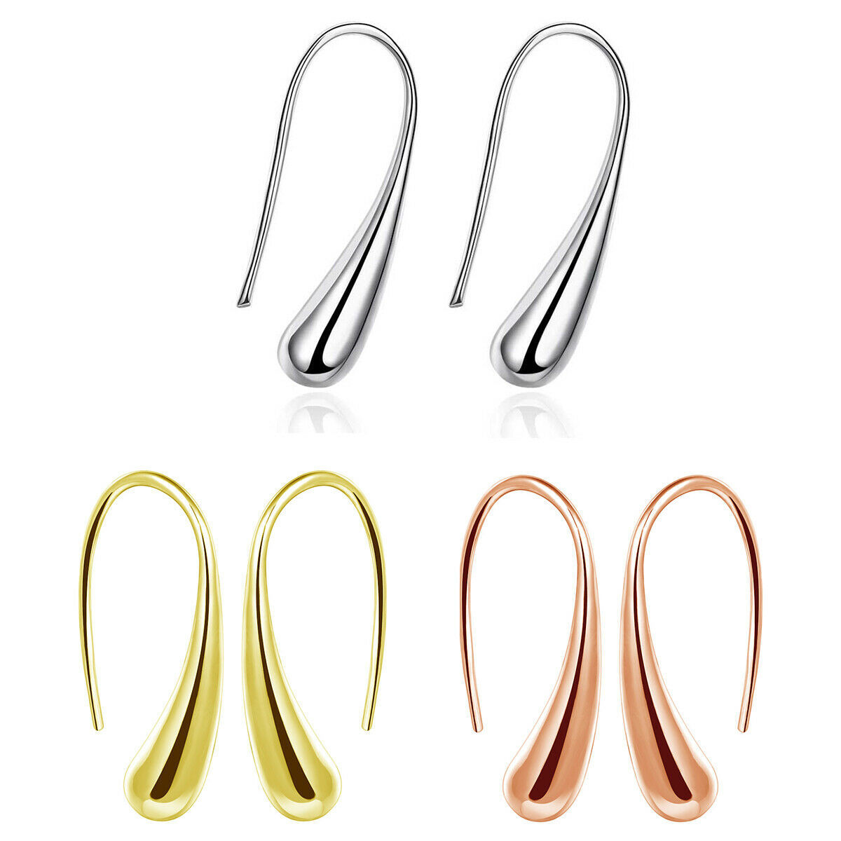 Silver Plated Threader Drop Dangle Hook Earrings L18