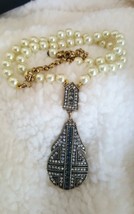 Heidi Daus Bronzetone "Everyday Chic" Beaded Pave Crystal Drop 17" Necklace NEW - $139.95