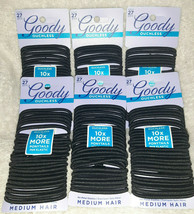 Lot of 6 Goody Ouchless Women's Hair Tie Elastic Thick Black 27 Each x 6 = 126 - $16.78