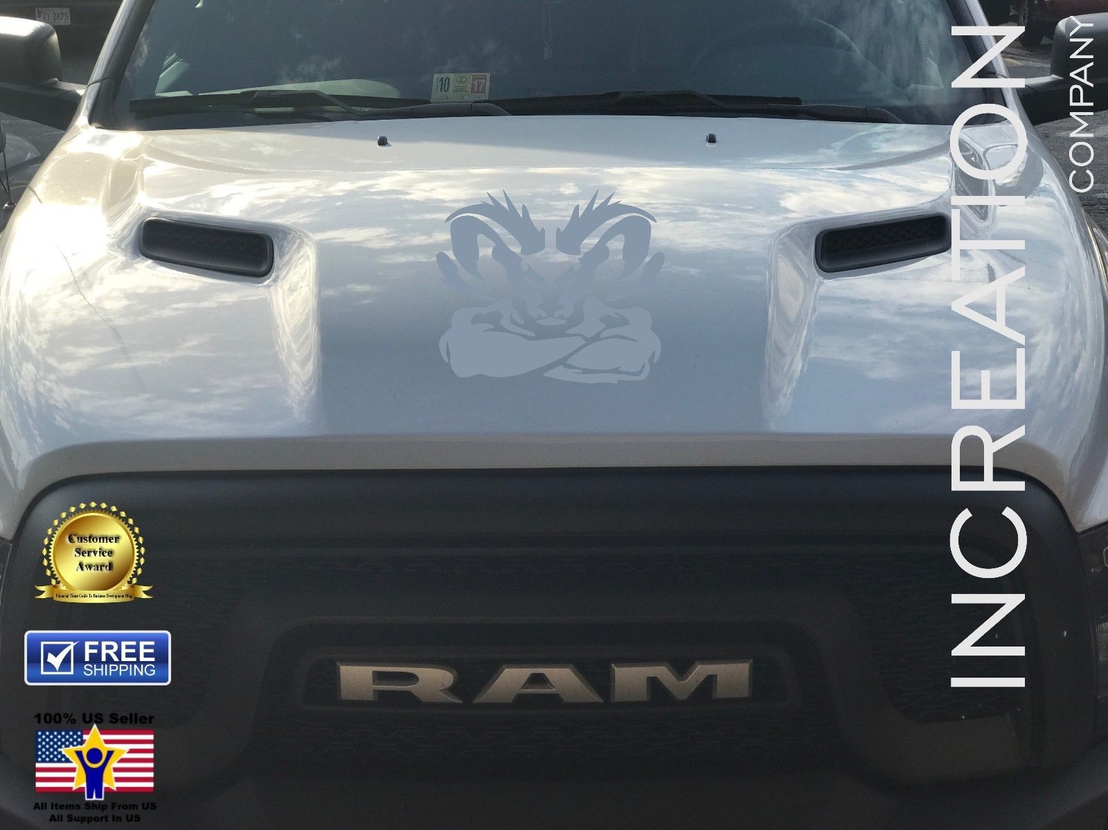 Image of Dodge Ram Rebel Hemi 5.7 L 1500 vinyl decal sticker hood racing stripe factory