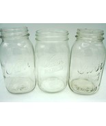 Lot of 3 Three Kerr Mason Jar Canning Vintage Clear Widemouth Quart Self... - $14.84