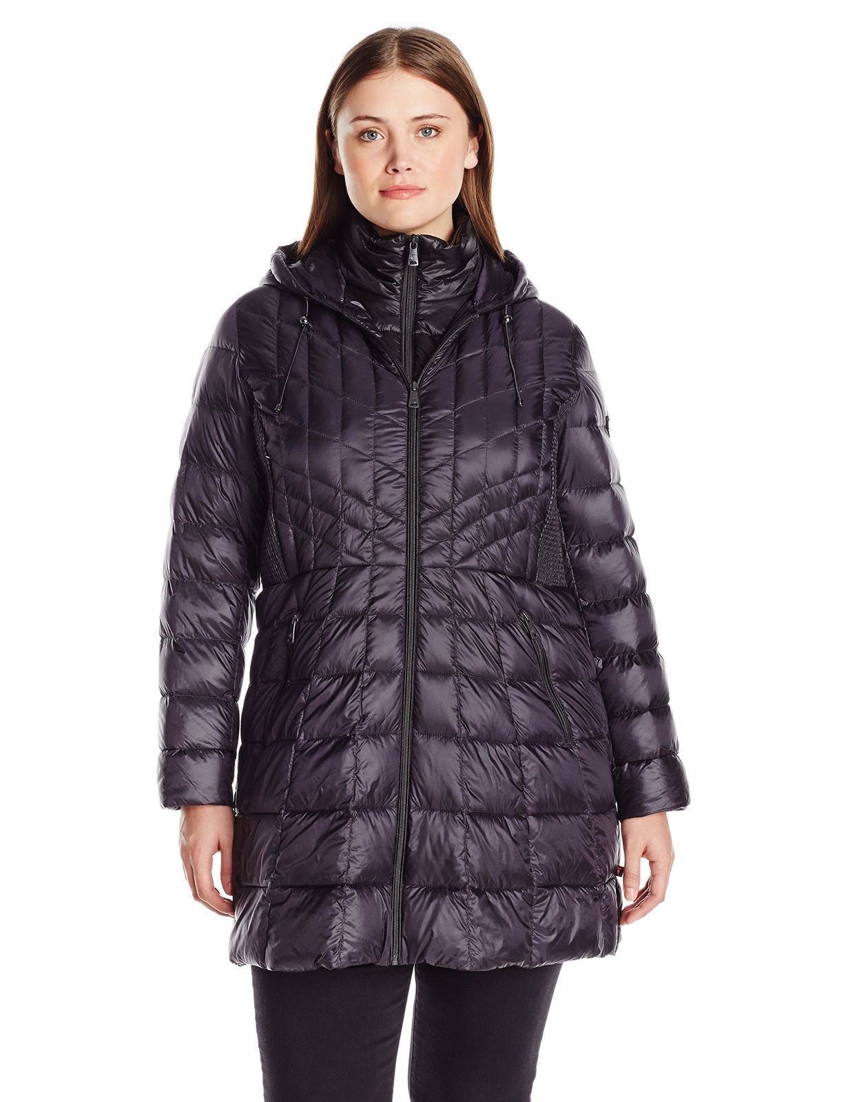 Bernardo Women's Plus-Size Glossy Nylon Primaloft Jacket Dark Indigo ...