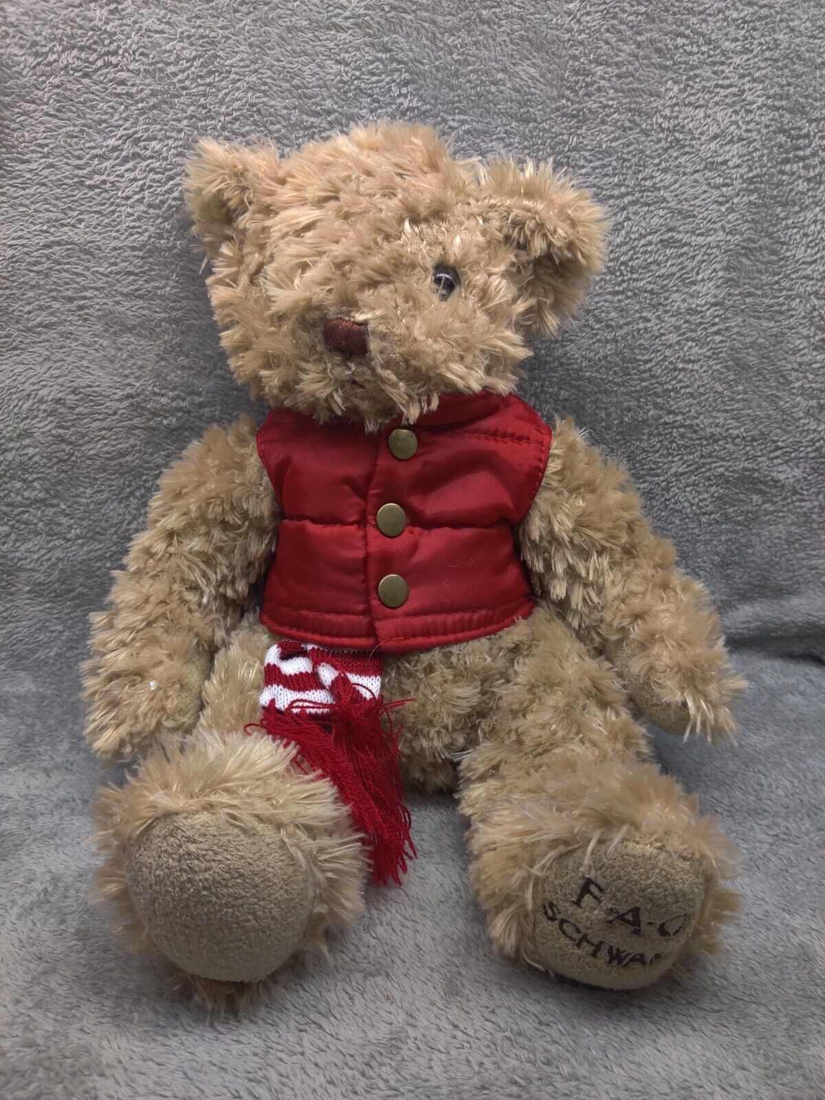 FAO schwarz large teddy bear with sweater. Discontinued collectible. 2015 - $10.35