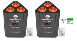 (2) Rockville RockWedge LED RGBWA+UV Rechargeable Wireless DMX DJ Par Up... - $286.99