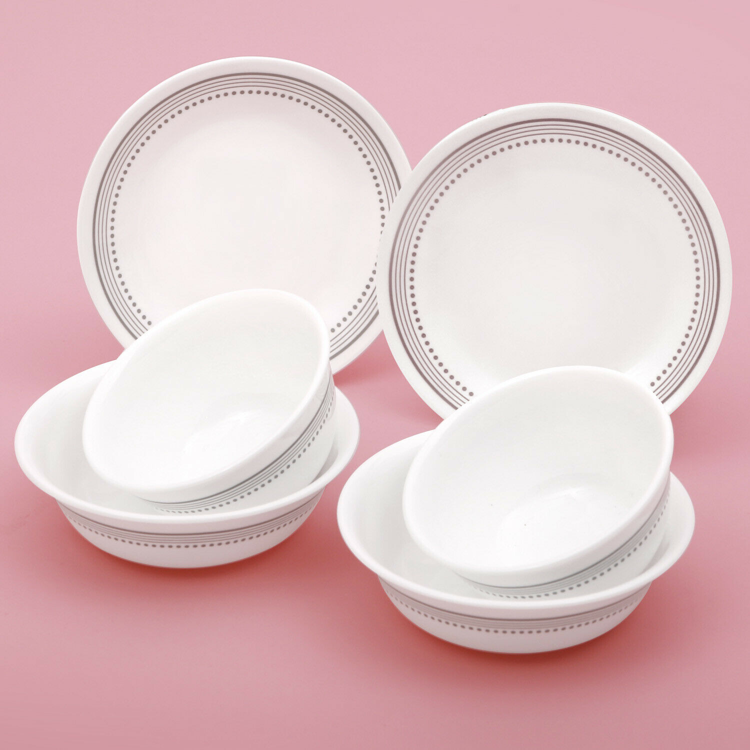 Corelle MYSTIC Gray Rice Bowl & Salad & Serving Plate 6p Dishwasher Oven Safe Corning Ware