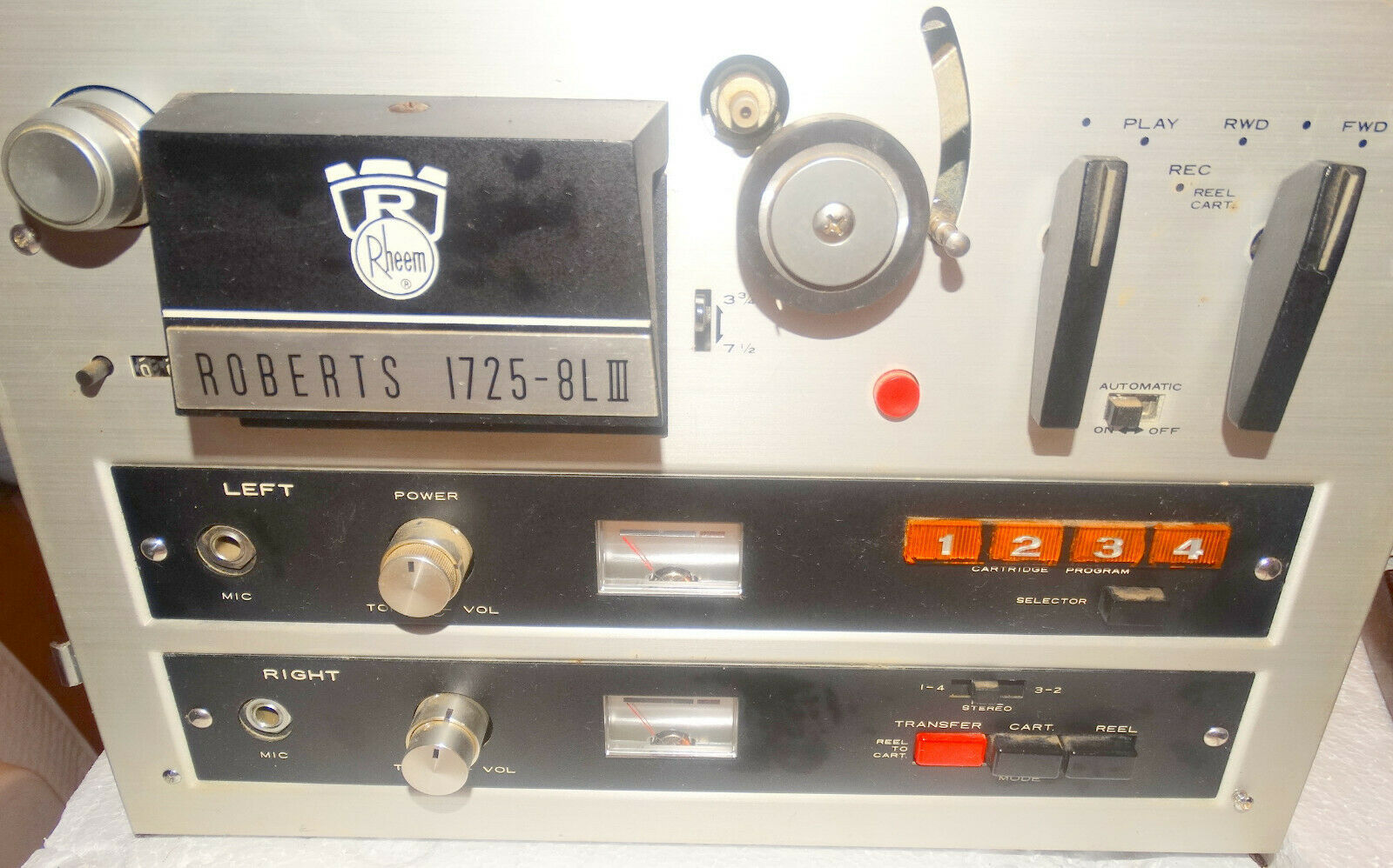 Rheem Roberts 17258L III Reel to Reel Tape Deck 8 Track Play Recorder