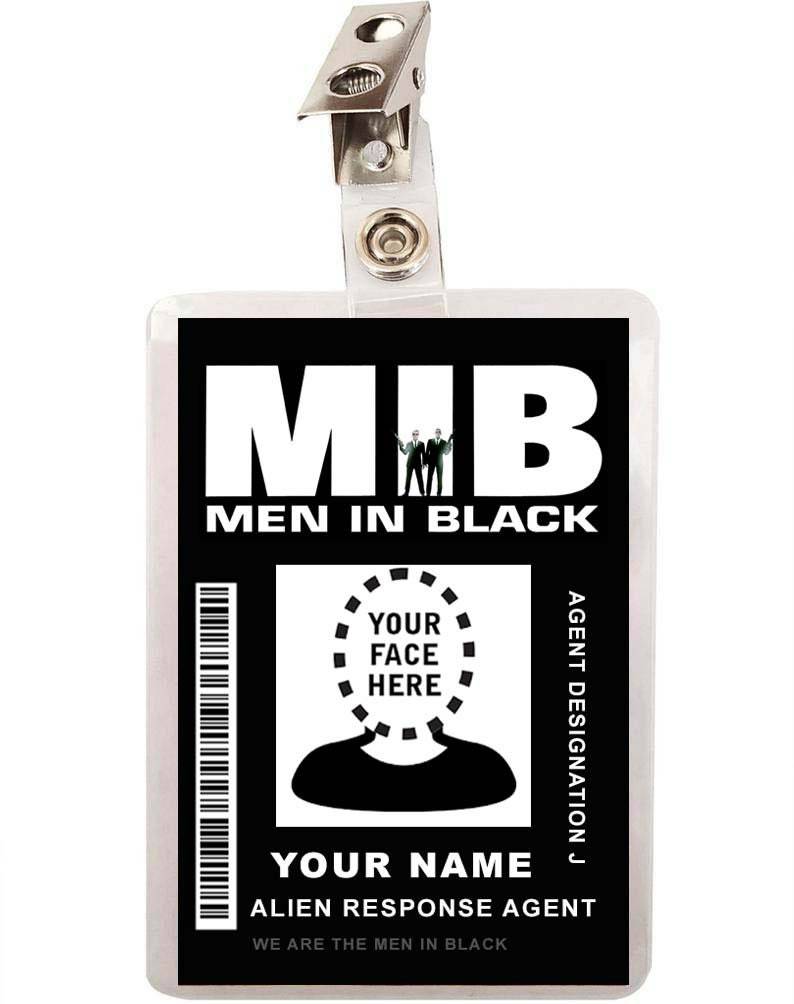 Custom MIB Men In Black ID Badge Costume Name Tag Prop Add Your Picture 