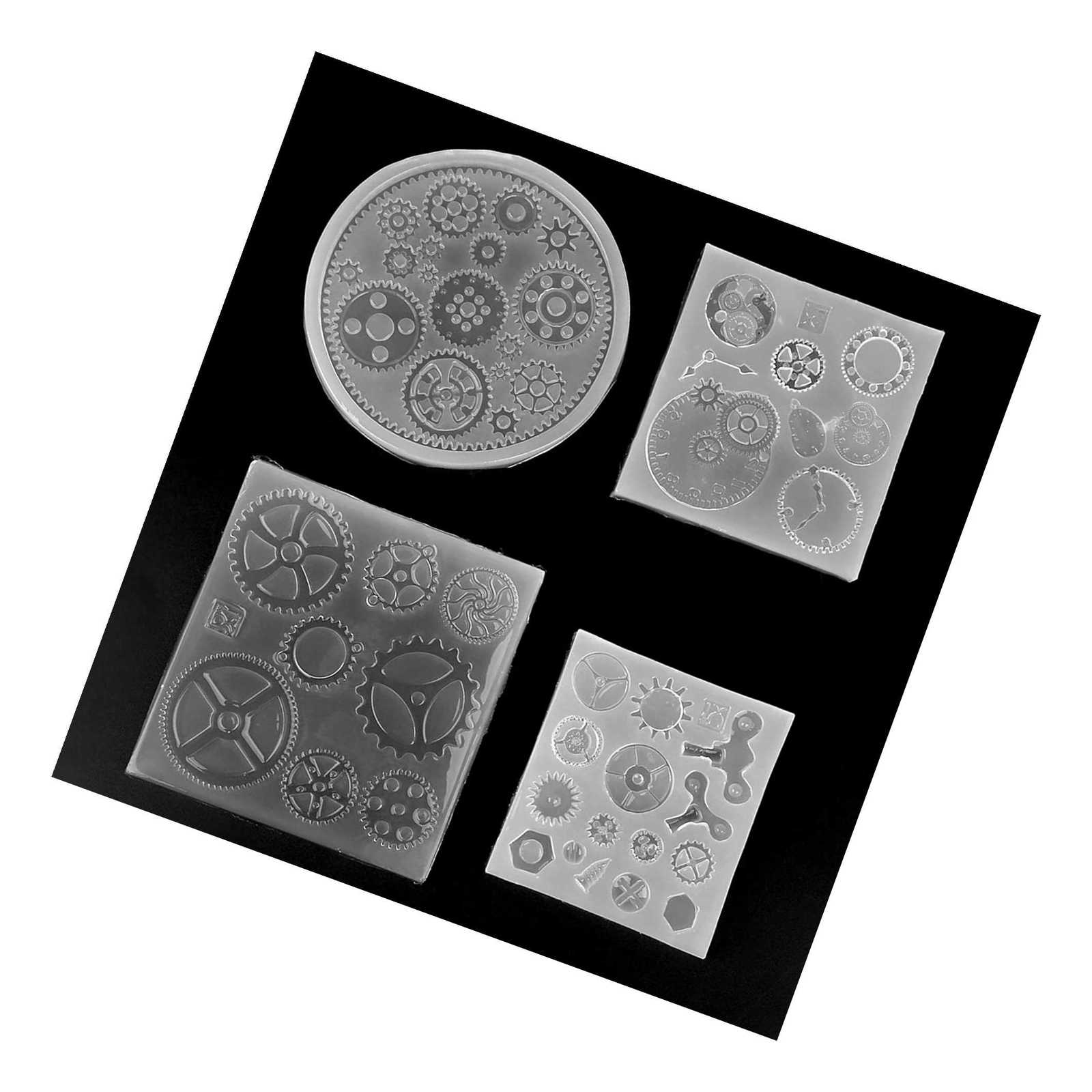 Epoxy Resin Molds Kit, 4 Pcs Silicone Molds Epoxy Resin Diy Mold Gear Shape 3