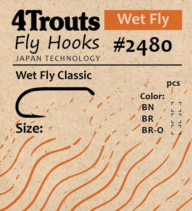 100 FLY TYING HOOKS #10 for tying Classic Wet Flies Bronzed 4Trouts 2480 Series